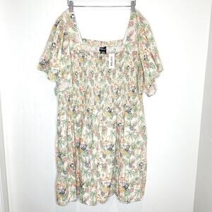 Boxlunch Peanuts Snoopy Tropical Allover Print Smocked Dress Womens Plus 4X